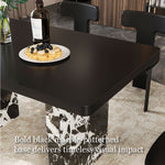 Load image into Gallery viewer, 54.6"/62.4" Modern Italian Dining Table Black Marble-Look Base &amp; Minimalist Luxury Design
