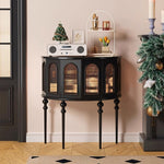 Load image into Gallery viewer, 31.2“ ”Solid Wood Curved Entryway Console Table with Glass Panel Doors
