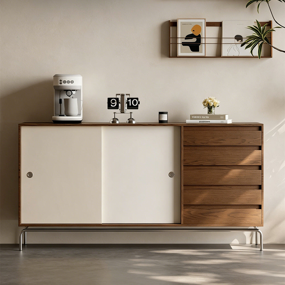 63" Classic Wood Buffet Sideboard Cabinet with Sliding Door and Drawers