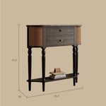 Load image into Gallery viewer, 35.4'' Modern Entryway Console Table with Rattan Panels Black Wood Hallway Table with 2 Drawers &amp; Lower Shelf Decorative Accent Table
