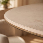 Load image into Gallery viewer, Oval Dining Table Solid Wood Walnut Veneer Base Scratch Resistant Sintered Stone Top Modern Stylish Design
