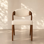 Load image into Gallery viewer, Modern Minimalist Dining Chair Set of 2 Elegant Cream Upholstery &amp; Sculpted Wood Frame
