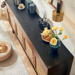 Load image into Gallery viewer, 63" Bohemian Style Rattan Door Credenza Sideboard With Storage
