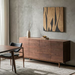 Load image into Gallery viewer, Modern Walnut-Tone Sideboard Minimalist Wooden Storage Cabinet
