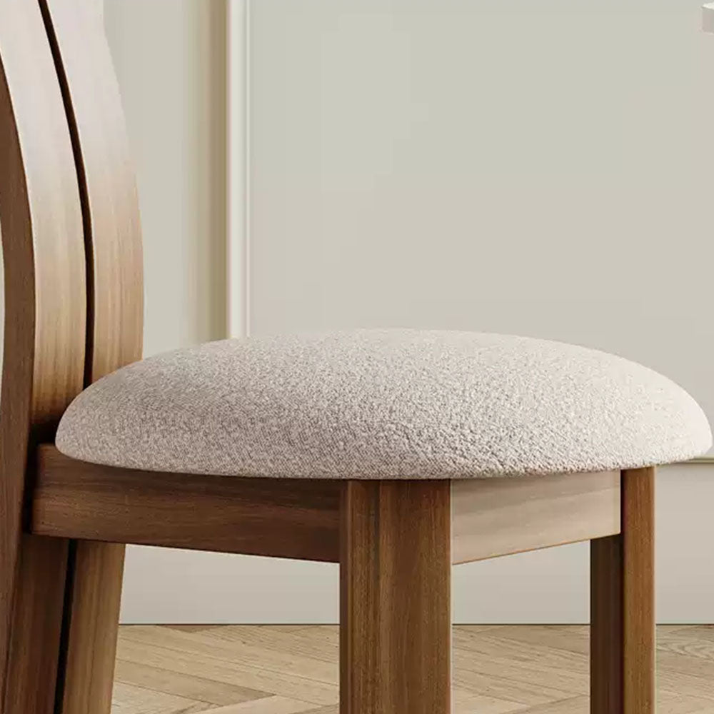 Modern Wood Dining Chair with Sculpted Backrest & Soft Upholstered Seat