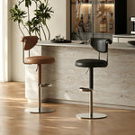 Load image into Gallery viewer, 1 Piece Modern Adjustable Bar Stool with Geometric Woven Velvet Upholstery and Stainless Steel Base
