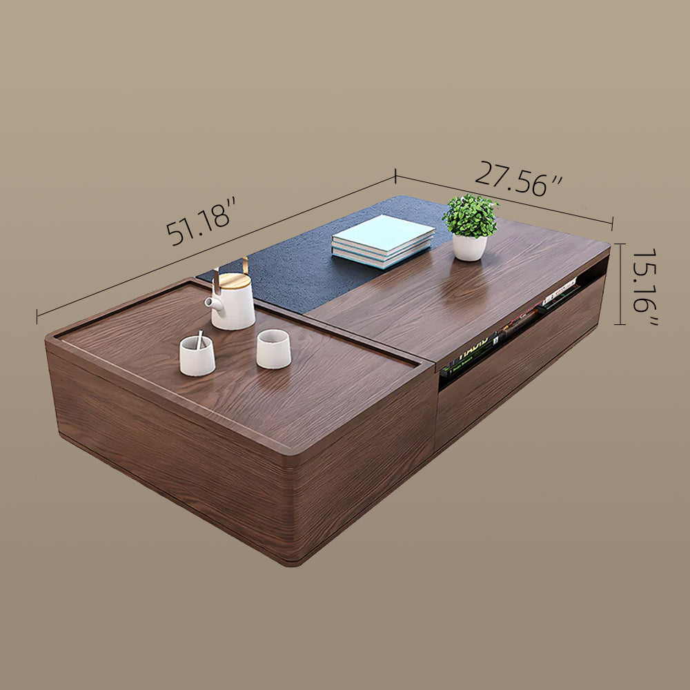 51"/54.6" Lift Top Coffee Table with Storage Walnut Finish Adjustable Height