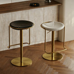 Load image into Gallery viewer, Modern Adjustable Swivel Bar Stool with Black Upholstered Seat and Gold Metal Base 1 Piece
