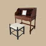Load image into Gallery viewer, 39.3'' Modern Vintage Roll Top Vanity Desk Solid Wood Makeup Table with Storage and Drawer

