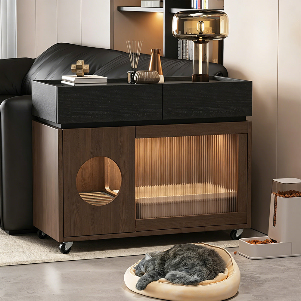 Modern Hidden Litter Box Cabinet Pet House End Table Storage Unit