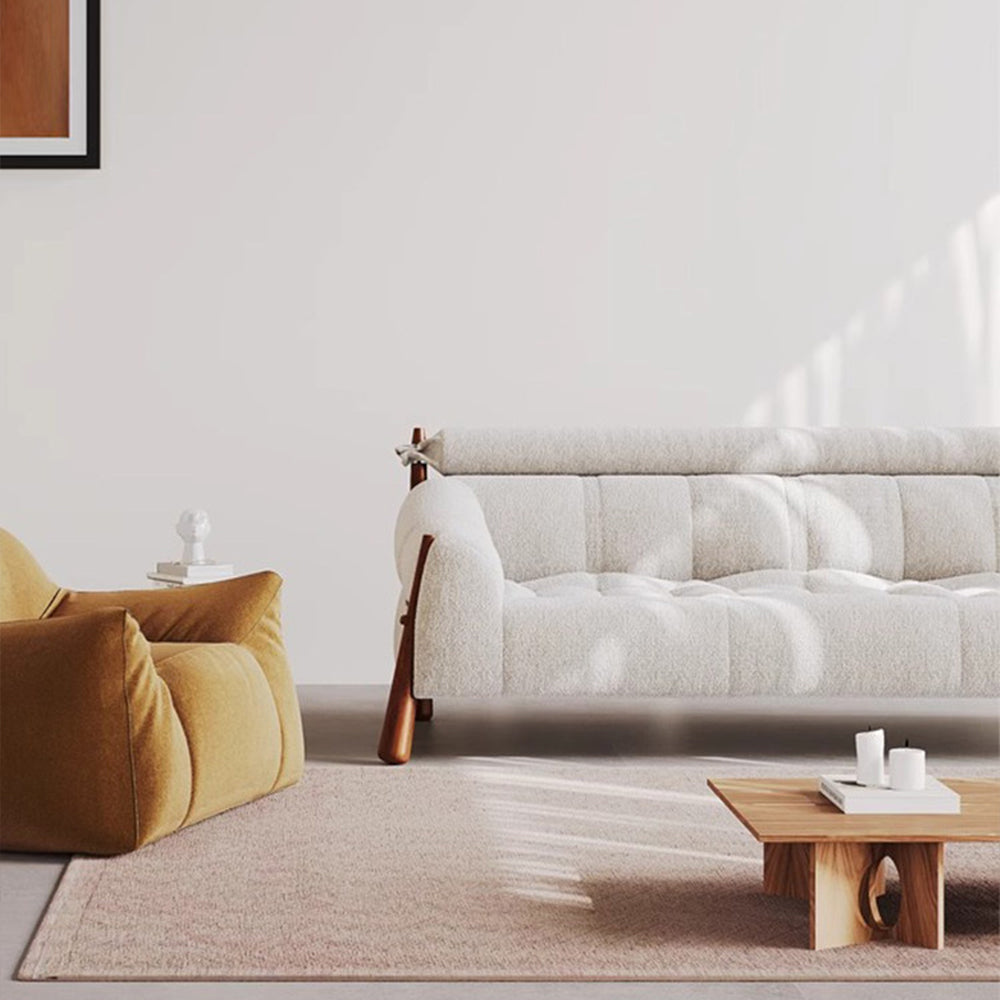 Modern Bouclé Upholstered Wooden Frame Lounge Sofa