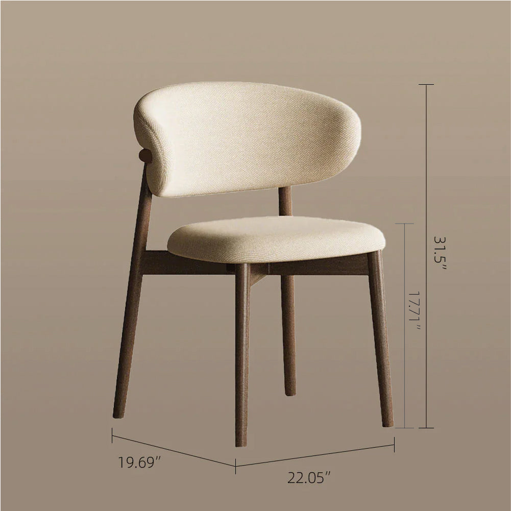 2PCS Dining Chair Modern Ash Wood Frame Curved Backrest