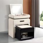 Load image into Gallery viewer, Modern Minimalist Vanity Desk with LED Mirror Storage Drawer Makeup Table Set with Upholstered Stool
