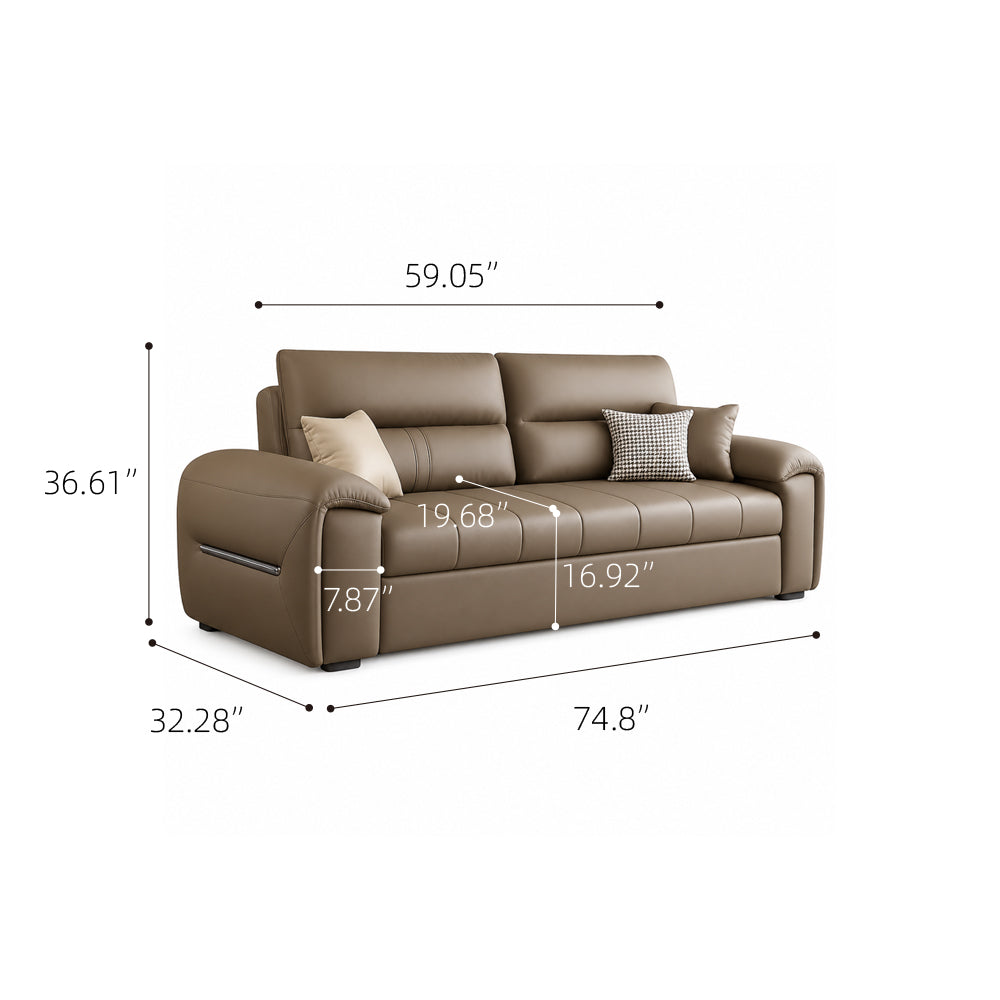 Modern Faux Leather Sofa Bed with Storage Convertible Couch for Living Room