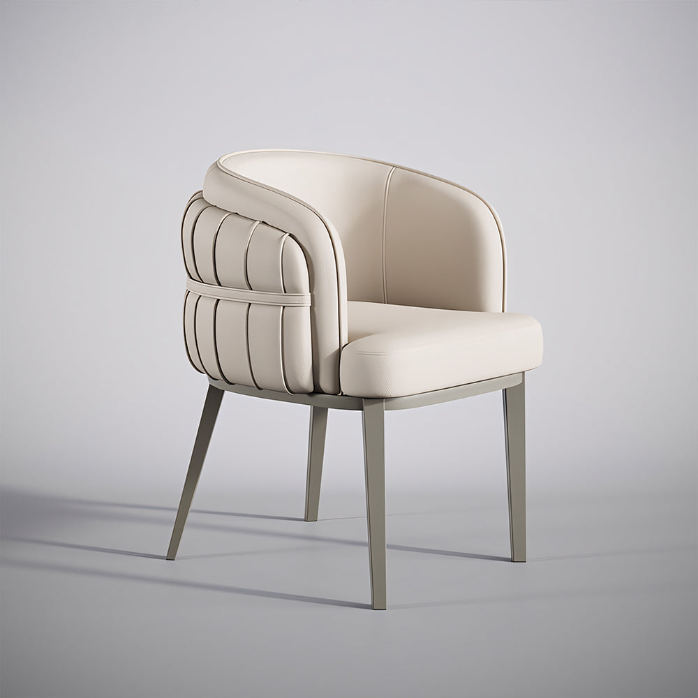 Set of 2 Modern Upholstered Dining Chair with Curved Backrest Cream Accent Chair Minimalist Dining Chair