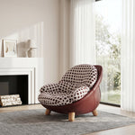 Load image into Gallery viewer, Modern Polka Dot Lounge Chair with Rounded Cushion &amp; Wood Legs

