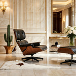 Load image into Gallery viewer, Mid Century Modern Lounge Chair Faux Leather Upholstery Walnut Wood Veneer Recliner Armchair
