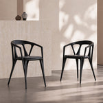 Load image into Gallery viewer, Modern Organic-Shaped Black Wood Arm Chair for Dining Room
