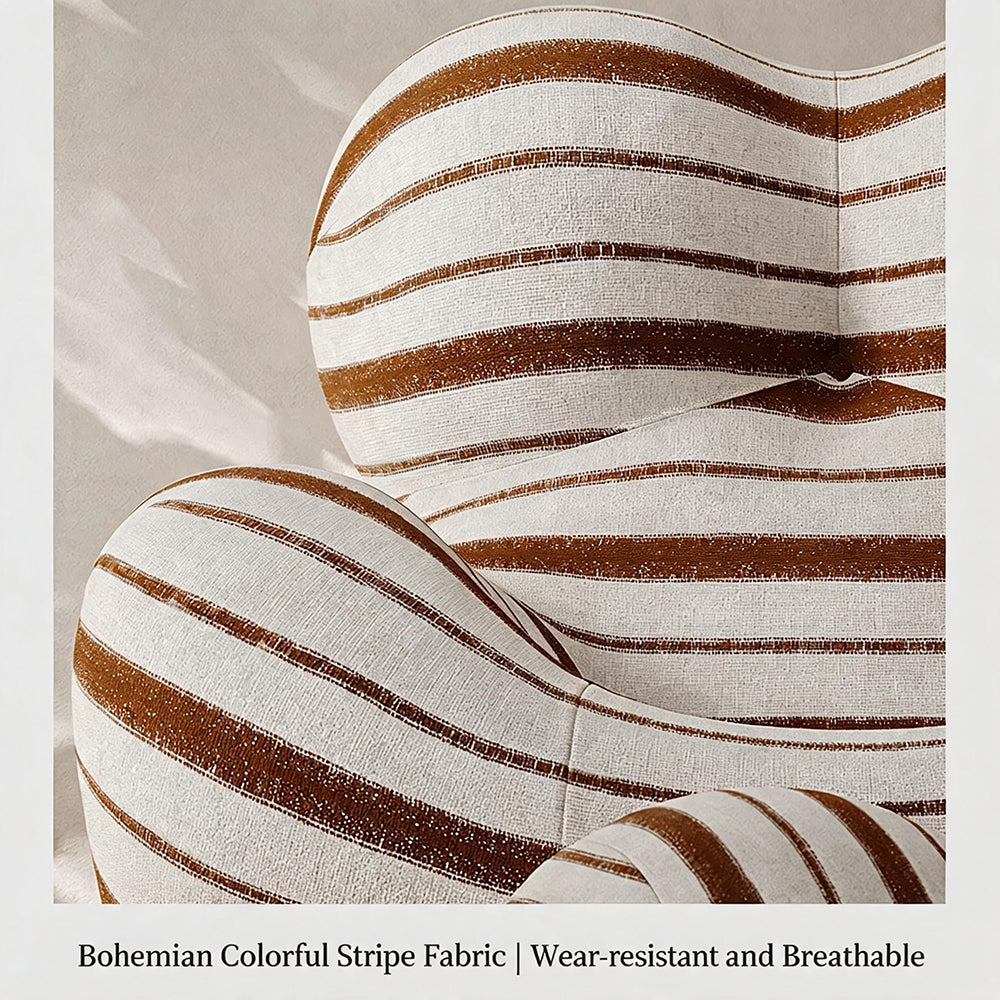 Modern Sculptural Striped Accent Chair Artistic Lounge Chair