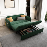 Load image into Gallery viewer, Dark green velvet sofa bed convertible to bed
