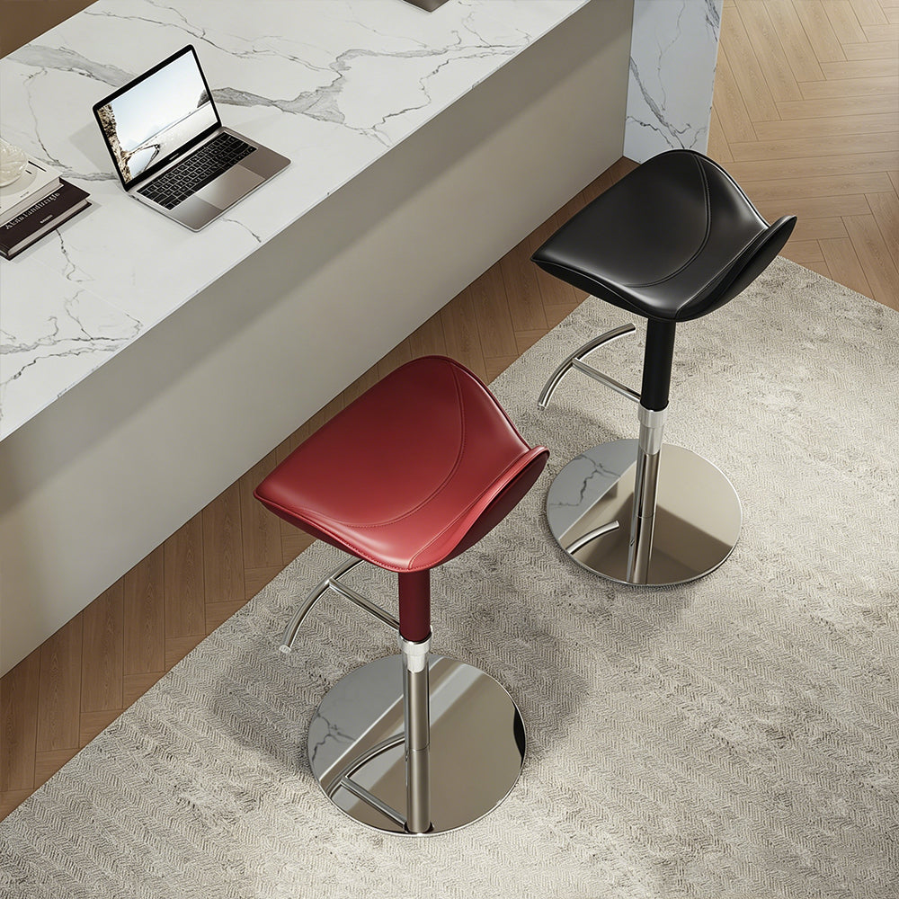 1-Piece Modern Adjustable Swivel Bar Stool with Faux Leather Seat Chrome Base