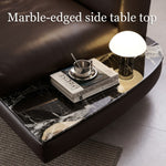 Load image into Gallery viewer, Modern Low-Profile Leather Sofa Deep Brown Upholstery with Wide Armrests &amp; Metal Legs
