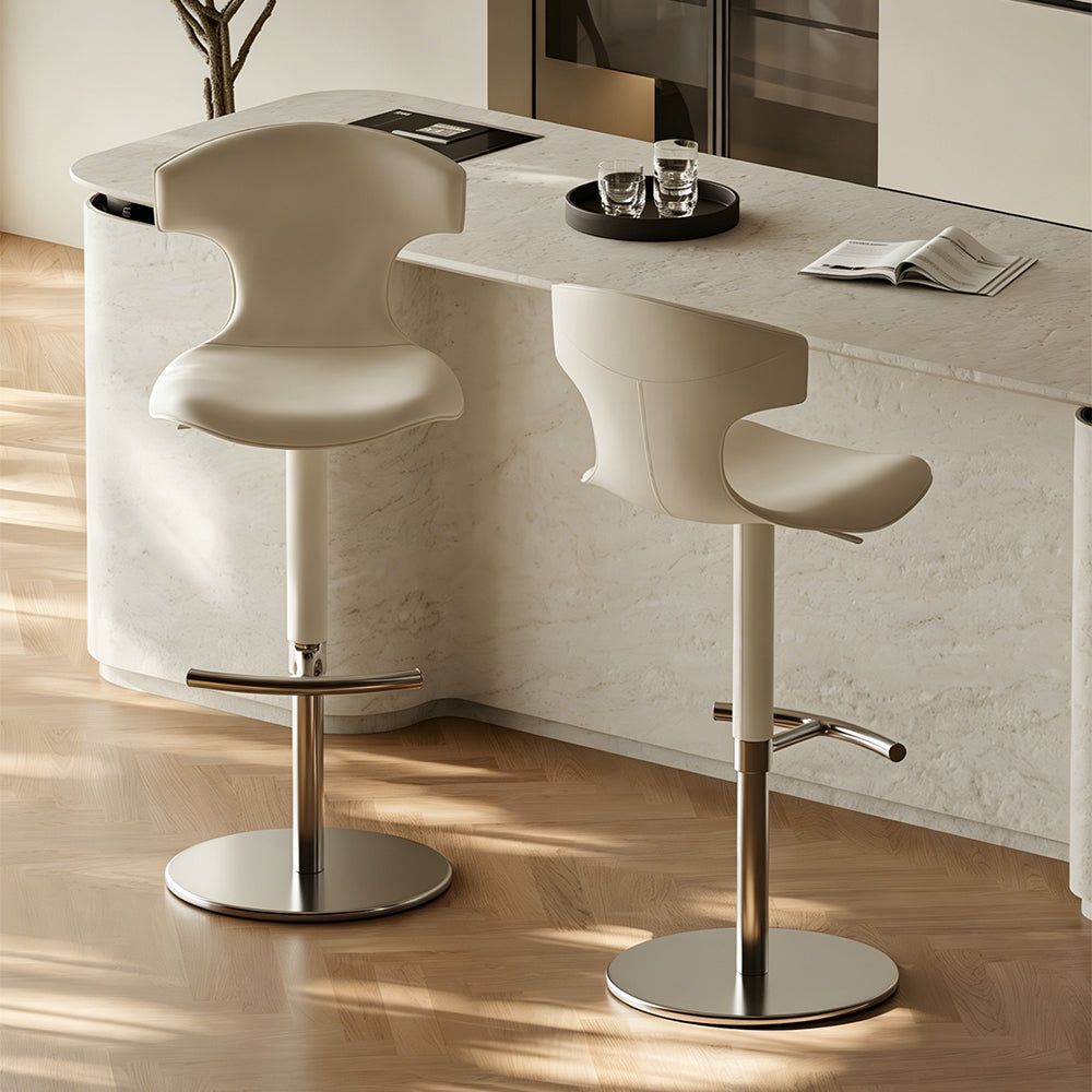 Modern Adjustable Swivel Bar Stool with Curved Backrest 1 Piece