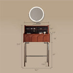 Load image into Gallery viewer, Brown Makeup Vanity Table Set with LED Mirror &amp; Stool
