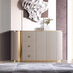 Load image into Gallery viewer, 58.5'' Modern Luxe Sideboard with 3 Drawers Khaki &amp; Gold Elegance
