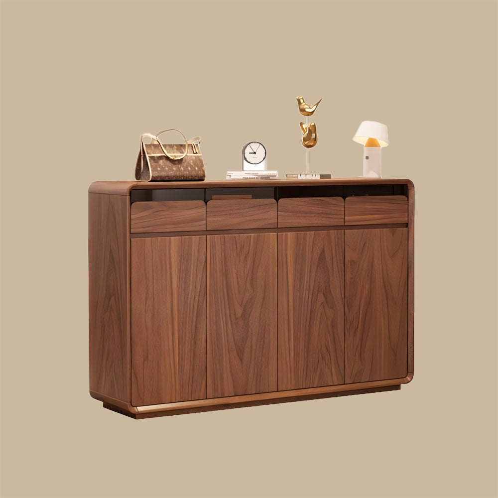 55.1''/62.9'' Modern Walnut Shoe Cabinet with Storage Drawers Large Capacity Entryway Organizer