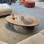 Load image into Gallery viewer, Modern Artistic Coffee Table with 3D Vortex Design and Tempered Glass Top
