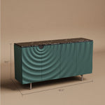 Load image into Gallery viewer, 62.4" Modern Ripple Design Green Sideboard with Black Stone Top
