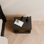 Load image into Gallery viewer, Contemporary Black Nightstand with Scratch-Resistant Leather &amp; Motion Sensor Lighting
