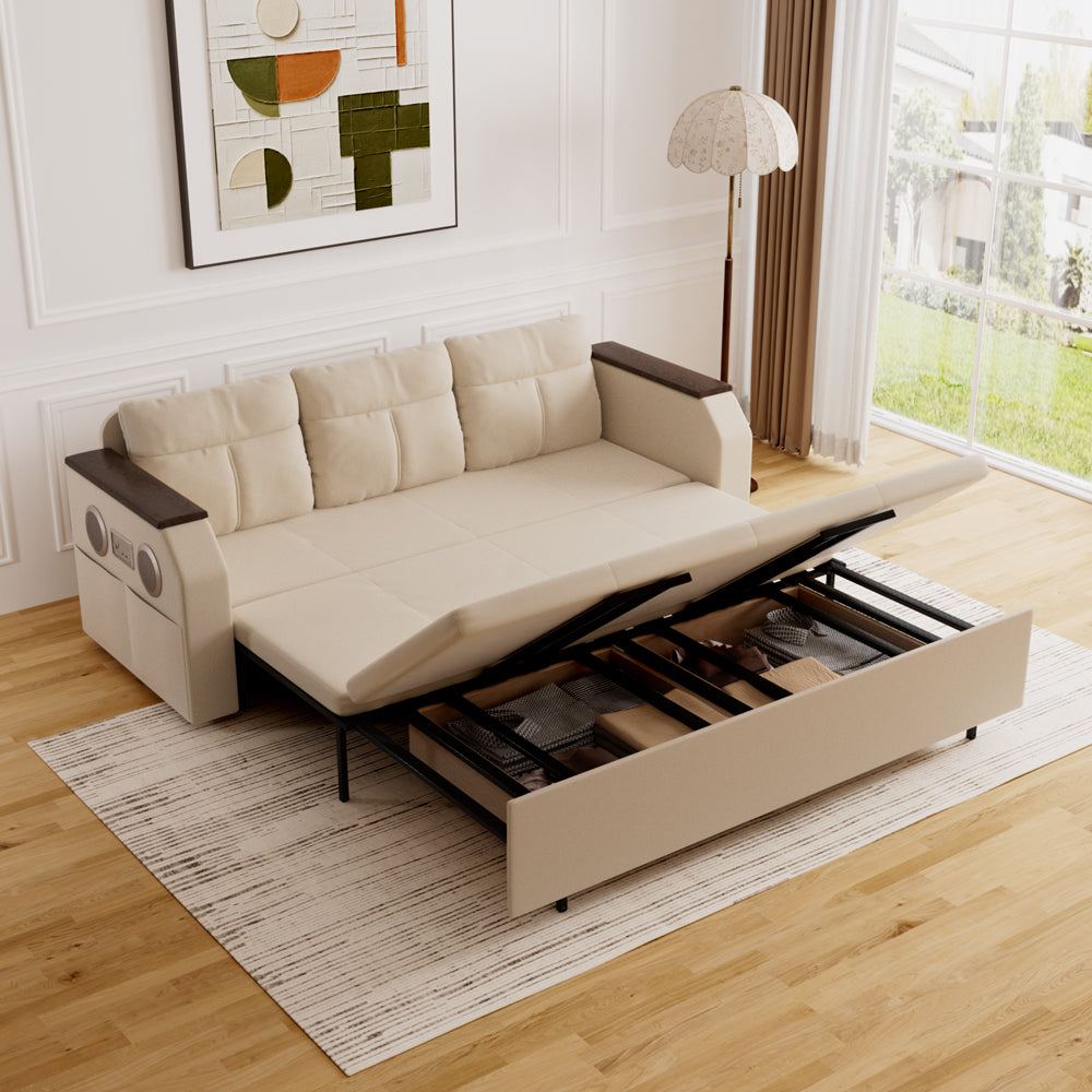 83'' Modern Convertible Sofa Bed with Storage Contemporary Upholstered Sleeper Sofa