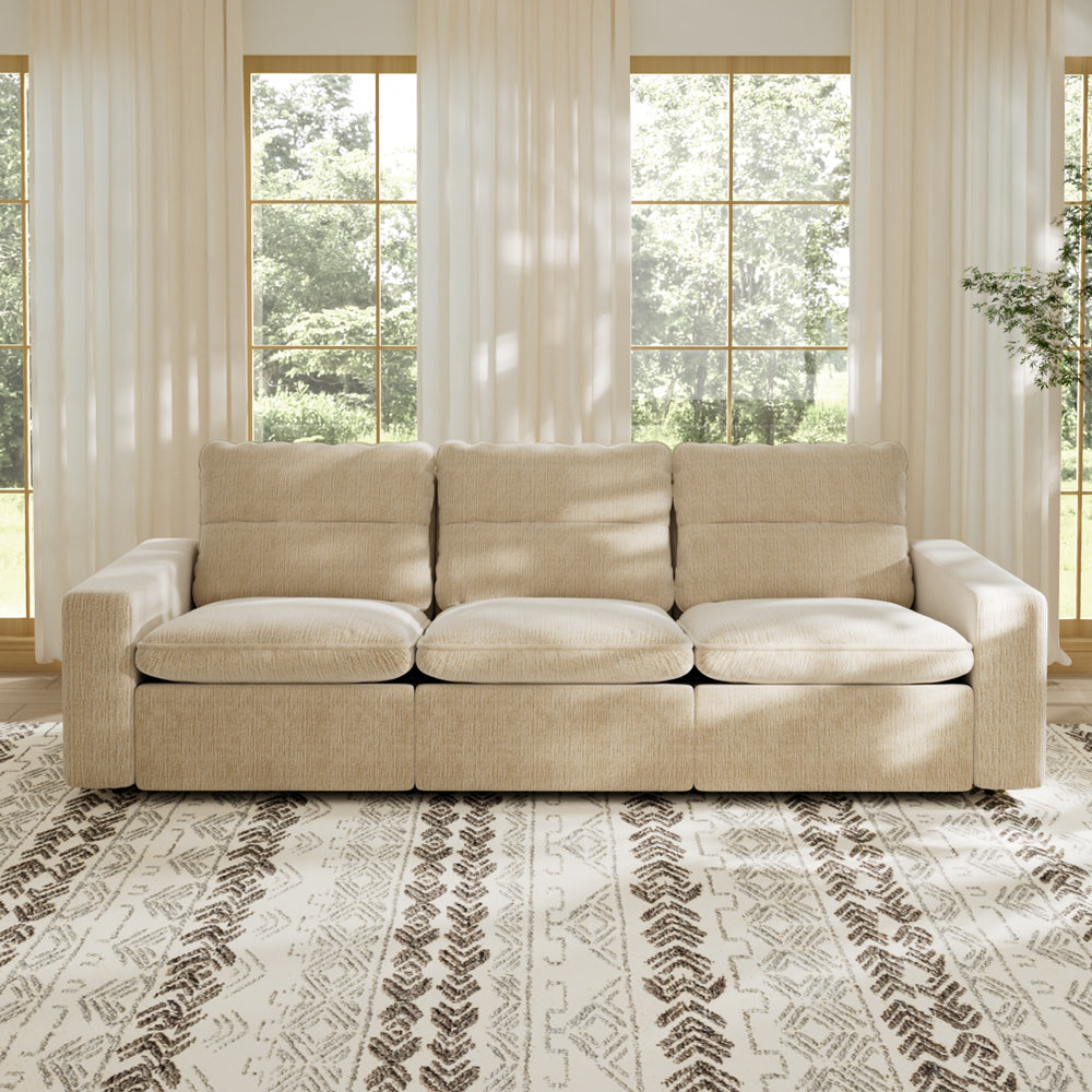 115.35'' CloudLuxe Power Reclining 3-Seat Sofa Linen Fabric Cloud Comfort
