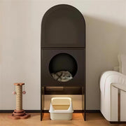 Modern Arched Pet Storage Cabinet Cat House Feeding Station Multi Functional Storage Unit