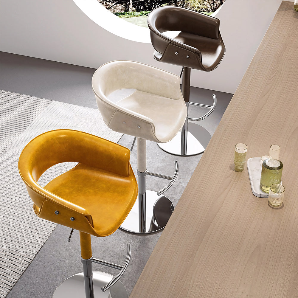 Modern Adjustable Swivel Bar Stool PU Leather Seat Gas Lift Height Adjustable Counter Bar Chair 1 Piece