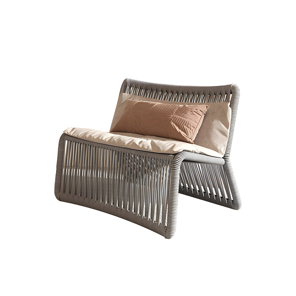 Boho Rattan Accent Chair with Cushioned Seat and Open-Weave Design