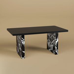Load image into Gallery viewer, Modern Black Dining × Gray &amp; Gold Sideboard Minimalist Luxury Dining Room Bundle
