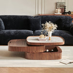 Load image into Gallery viewer, 34.7'' Modern Solid Wood Coffee Table with Marble Top Hidden Storage Rounded Minimalist Design
