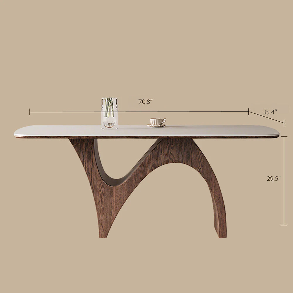 Modern Luxury Dining Set Sculptural Wood & Marble-Effect Table × White-and-Gold Buffet Cabinet