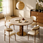 Load image into Gallery viewer, 31.49" Modern Round Dining &amp; Meeting Table with Sculptural Wood Pedestal Base
