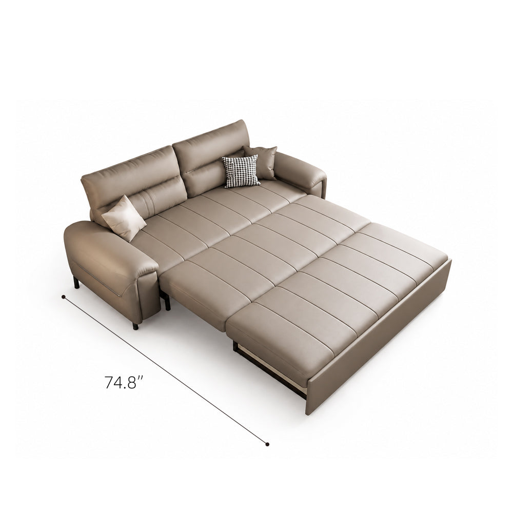 Modern Faux Leather Sofa Bed with Storage Convertible Couch for Living Room