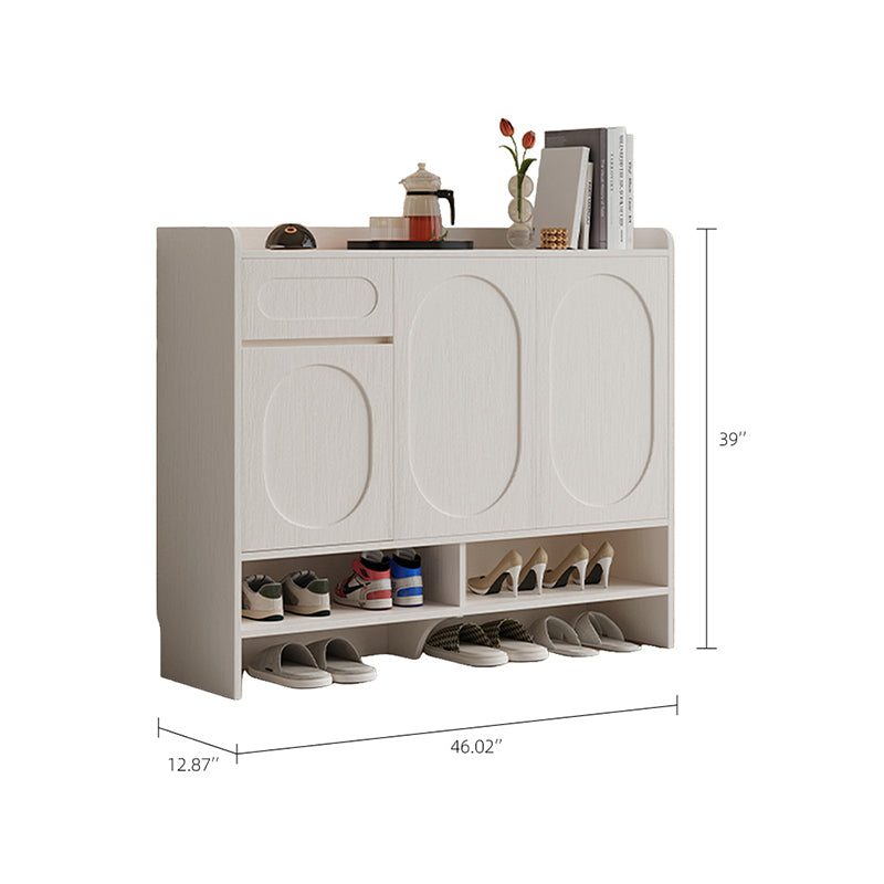 Shoe Cabinet Three-door Design Holds 15 Pairs Hollow Base 12cm Height Modern Storage Organizer