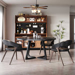 Load image into Gallery viewer, Modern Upholstered Dining Chair Faux Leather Seat Curved Armrest Accent Chair with Solid Wood Legs 1 Piece
