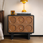 Load image into Gallery viewer, Mid Century Modern Walnut Nightstand with Geometric Drawer Design
