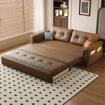 Load image into Gallery viewer, Modern Brown Faux Leather Sofa Bed with Storage Convertible Sleeper Couch

