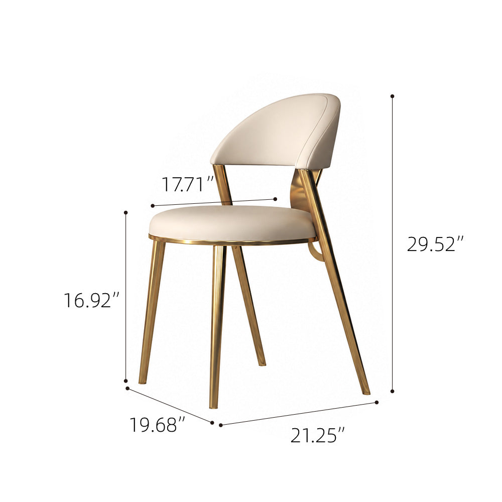 2 PCS PU Upholstered Dining Chair with Polished Gold Metal Legs