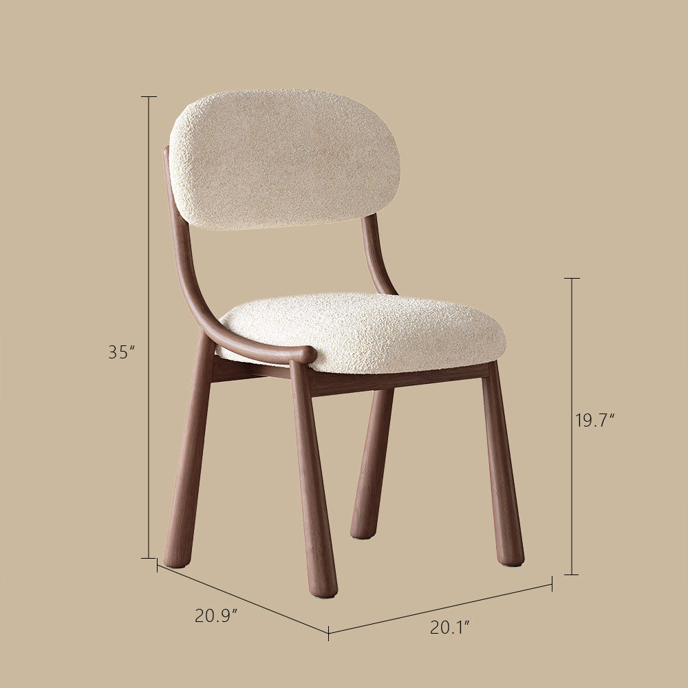 Set of 2 Modern Upholstered Dining Chair Solid Wood Frame Soft Boucle Seat Minimalist Comfort