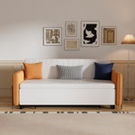 Load image into Gallery viewer, Contemporary sleeper sofa in seating mode with plush cushions and minimalist silhouette
